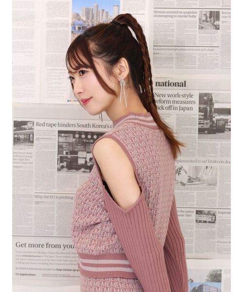 EATME(イートミー)の「EMロゴニットTOP(セットアップ可能)(ニット/セーター・レディース・ブラック/ピンク/ベージュ・FREE)」の7枚目の写真