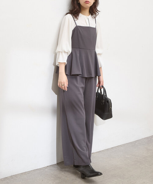 セール】カットジョーゼットペプラムサロペット（その他パンツ
