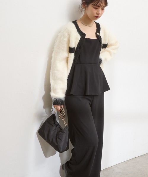 natural couture(ナチュラルクチュール)の「カットジョーゼットペプラムサロペット(その他パンツ・レディース・ブラック/グレイッシュベージュ/チャコールグレー/ドット・LARGE/MEDIUM)」の9枚目の写真