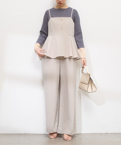 natural couture(ナチュラルクチュール)の「カットジョーゼットペプラムサロペット(その他パンツ・レディース・ブラック/グレイッシュベージュ/チャコールグレー/ドット・LARGE/MEDIUM)」の13枚目の写真