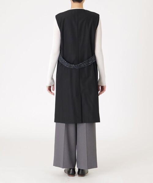 CAST:（キャストコロン）の「【着回し抜群】ガンパッチディテールツィードロングジレ（ベスト・レディース・ネイビー・M）」の5枚目の写真