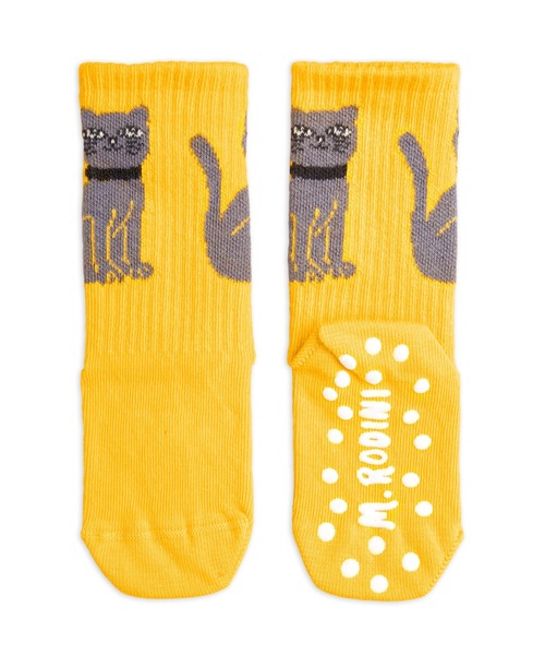 Mini Rodini(ミニロディーニ)の「mini rodini / キャット滑り止め付きソックス(ソックス/靴下・キッズ・イエロー・14-16cm/12-14cm/16-18cm/10-12cm)」の2枚目の写真