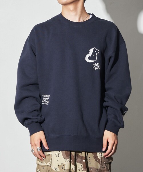BEN DAVIS（ベンデイビス）の「BEN DAVIS/ベンデイビス 別注 Embroidery Sweat/ワンポイント刺繍スウェット(限定展開)（スウェット・メンズ・ライトグレー/ブラック/ネイビー・MEDIUM/LARGE/X-LARGE）」の15枚目の写真
