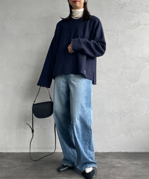 ORCIVAL（オーシバル）の「[ORCIVAL/オーシバル] ウールジャージー クルーネックプルオーバーカットソー（Tシャツ/カットソー・レディース・オフホワイト/ネイビー/グレー・1）」の5枚目の写真