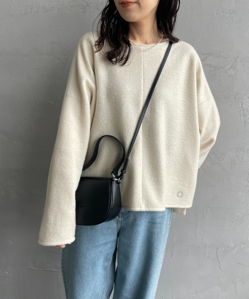 ORCIVAL（オーシバル）の「[ORCIVAL/オーシバル] ウールジャージー クルーネックプルオーバーカットソー（Tシャツ/カットソー・レディース・オフホワイト/ネイビー/グレー・1）」の6枚目の写真