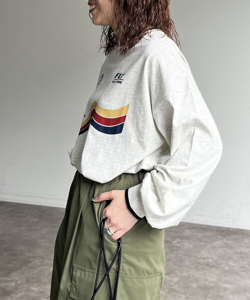 CPCM(シーピーシーエム)の「ラインリブロゴBIGロンT(Tシャツ/カットソー・レディース・グレー/ネイビー/ホワイト・FREE)」の11枚目の写真