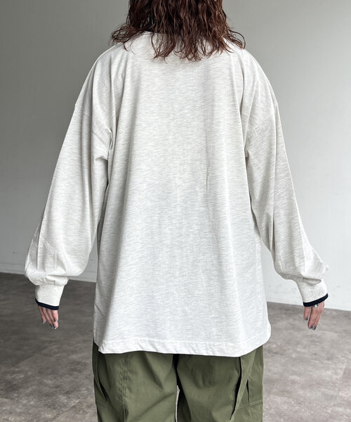 CPCM(シーピーシーエム)の「ラインリブロゴBIGロンT(Tシャツ/カットソー・レディース・グレー/ネイビー/ホワイト・FREE)」の15枚目の写真