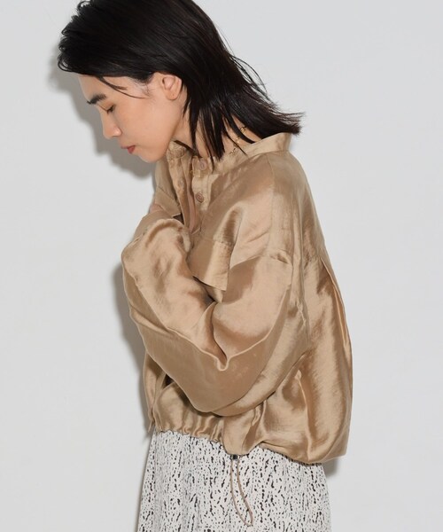 GALLEST（ギャレスト）の「◆シアーローンブルゾンシャツ（シャツ/ブラウス・レディース・ベージュ/ブラック・38）」の5枚目の写真