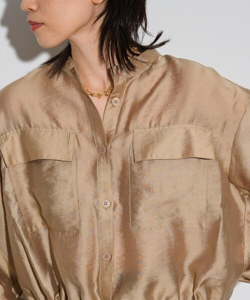 GALLEST（ギャレスト）の「◆シアーローンブルゾンシャツ（シャツ/ブラウス・レディース・ベージュ/ブラック・38）」の6枚目の写真