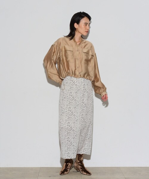 GALLEST（ギャレスト）の「◆シアーローンブルゾンシャツ（シャツ/ブラウス・レディース・ベージュ/ブラック・38）」の9枚目の写真