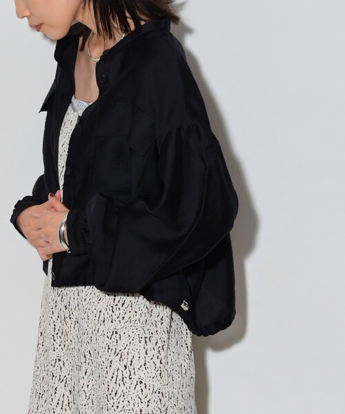 GALLEST（ギャレスト）の「◆シアーローンブルゾンシャツ（シャツ/ブラウス・レディース・ベージュ/ブラック・38）」の14枚目の写真
