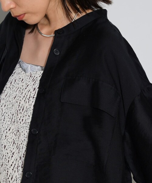 GALLEST（ギャレスト）の「◆シアーローンブルゾンシャツ（シャツ/ブラウス・レディース・ベージュ/ブラック・38）」の15枚目の写真