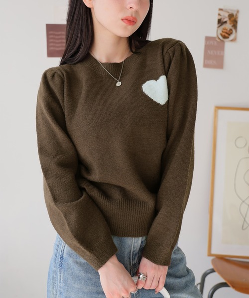 【メーカー直送】 セール】クルーネックハートニット（ニット/セーター）｜Girly トップス