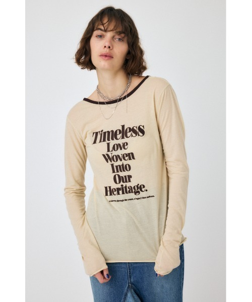 MOUSSY(マウジー)の「SHEER LOGO ロングスリーブTシャツ(Tシャツ/カットソー・レディース・ダークブラウン/レッド/アイボリー・FREE)」の8枚目の写真