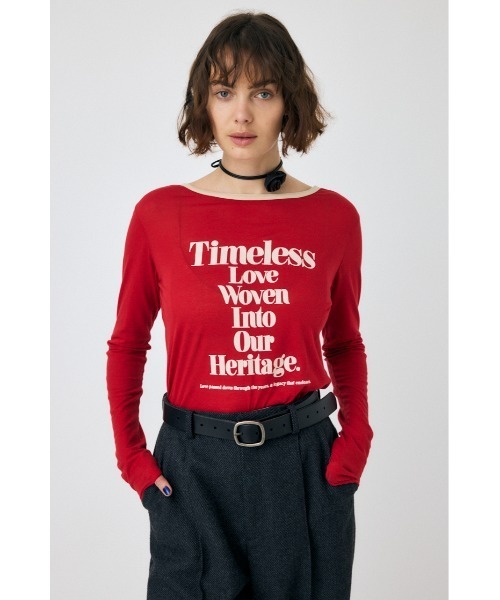 MOUSSY(マウジー)の「SHEER LOGO ロングスリーブTシャツ(Tシャツ/カットソー・レディース・ダークブラウン/レッド/アイボリー・FREE)」の11枚目の写真
