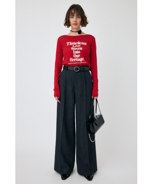 MOUSSY(マウジー)の「SHEER LOGO ロングスリーブTシャツ(Tシャツ/カットソー・レディース・ダークブラウン/レッド/アイボリー・FREE)」の14枚目の写真