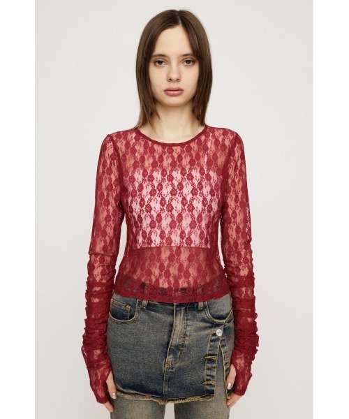 Fringe Lace Crew Neck Topsフリンジレースクルートップス セール】BASIC CUT LACE TOPS ベーシック カット レース