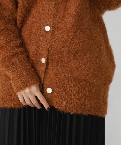 FOUND GOOD（ファウンドグッド）の「シャギーニットBIGカーデ（カーディガン/ボレロ・レディース・グリーン系2/ブラウン系3/パープル系2/アイボリー/ブラック・L/M）」の12枚目の写真