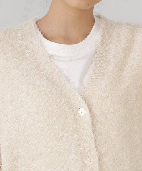 FOUND GOOD（ファウンドグッド）の「シャギーニットBIGカーデ（カーディガン/ボレロ・レディース・グリーン系2/ブラウン系3/パープル系2/アイボリー/ブラック・L/M）」の16枚目の写真