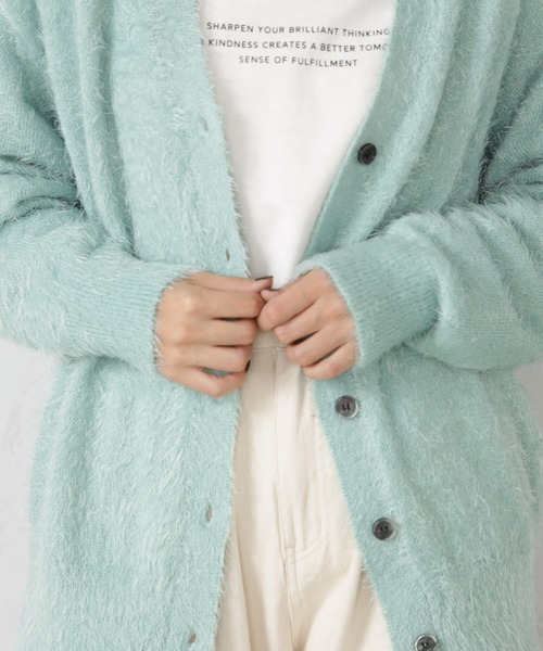 FOUND GOOD（ファウンドグッド）の「シャギーニットBIGカーデ（カーディガン/ボレロ・レディース・グリーン系2/ブラウン系3/パープル系2/アイボリー/ブラック・L/M）」の20枚目の写真