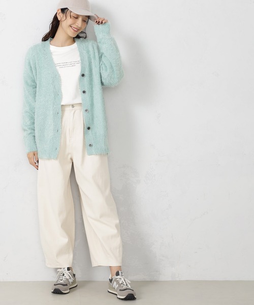 FOUND GOOD（ファウンドグッド）の「シャギーニットBIGカーデ（カーディガン/ボレロ・レディース・グリーン系2/ブラウン系3/パープル系2/アイボリー/ブラック・L/M）」の21枚目の写真