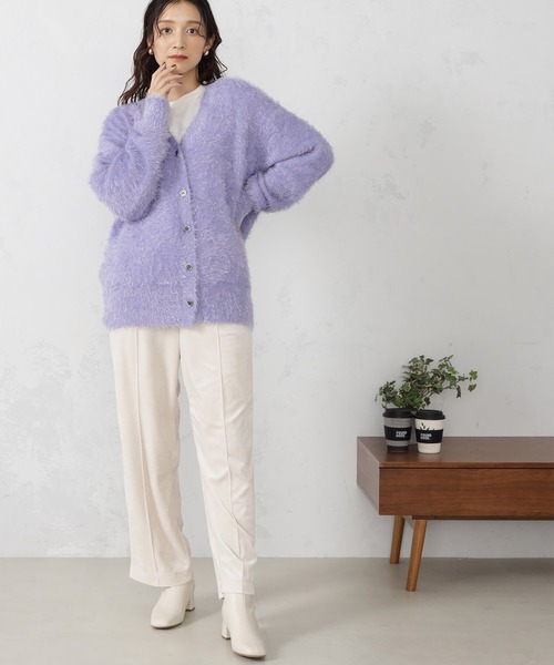 FOUND GOOD（ファウンドグッド）の「シャギーニットBIGカーデ（カーディガン/ボレロ・レディース・グリーン系2/ブラウン系3/パープル系2/アイボリー/ブラック・L/M）」の22枚目の写真