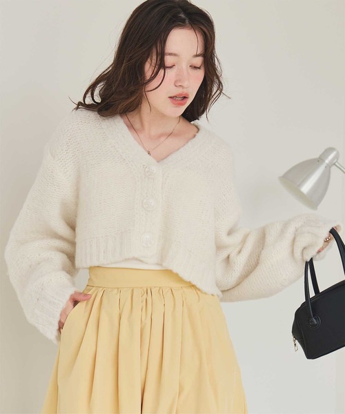 クロップド起毛ニットカーディガン（カーディガン/ボレロ）｜titivate