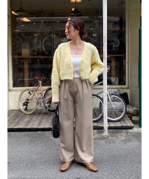 titivate（ティティベイト）の「クロップド起毛ニットカーディガン（カーディガン/ボレロ・レディース・オフホワイト/ブラック/グリーン系その他/イエロー/ピンク・FREE）」の12枚目の写真