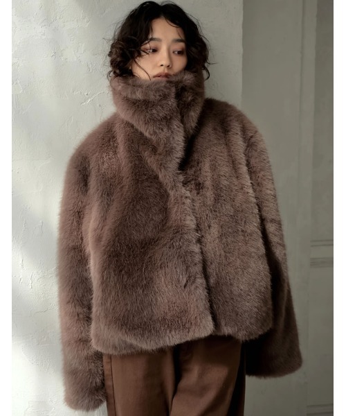 新品　リエディ　ジャケット ブルゾン ビッグカラーフェイクファーショートコート Re:EDIT｜ビッグカラーフェイクファーショートコート | Rakuten