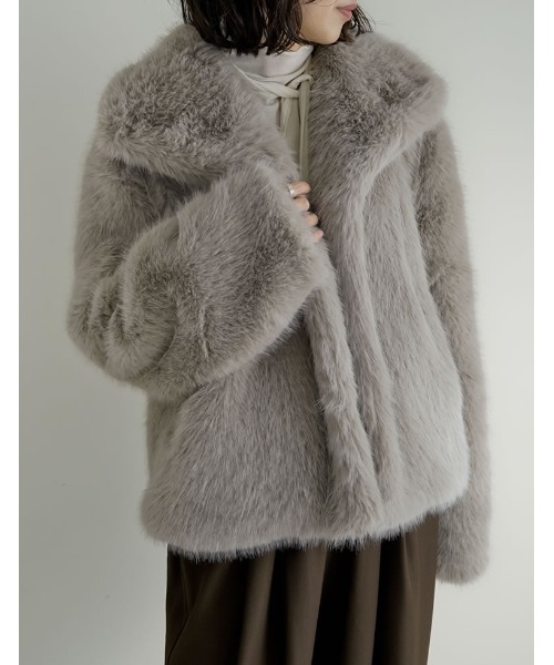 ファーショートコート セール】[ZOZOTOWN限定再販]ビッグカラーフェイクファーショートコート