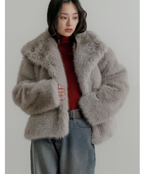 セール】[ZOZOTOWN限定再販]ビッグカラーフェイクファーショートコート