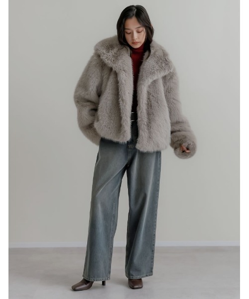 新品　リエディ　ジャケット ブルゾン ビッグカラーフェイクファーショートコート セール】[ZOZOTOWN限定再販]ビッグカラーフェイクファーショートコート