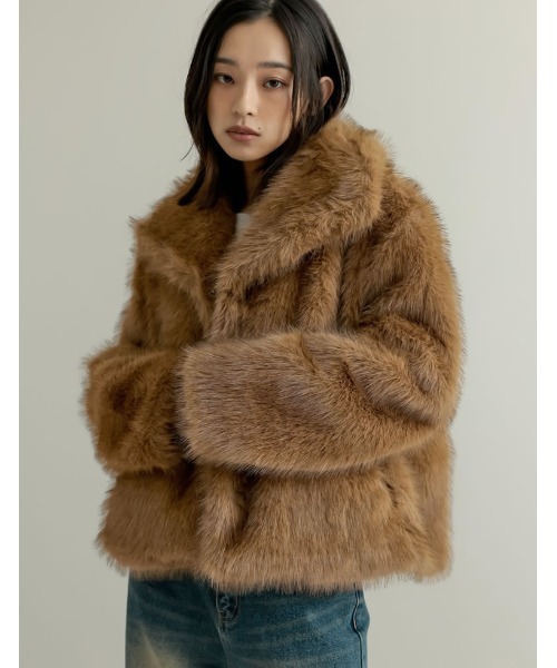 ファーショートコート セール】[ZOZOTOWN限定再販]ビッグカラーフェイクファーショートコート