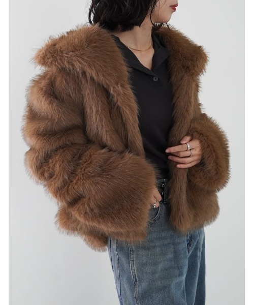 セール】[ZOZOTOWN限定再販]ビッグカラーフェイクファーショートコート