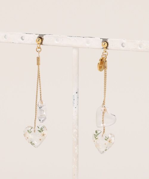 tone（トーン）の「【miuland】flower tiny heart(MA)（ピアス（両耳用）・レディース・ホワイト/クリア/その他・FREE）」の3枚目の写真