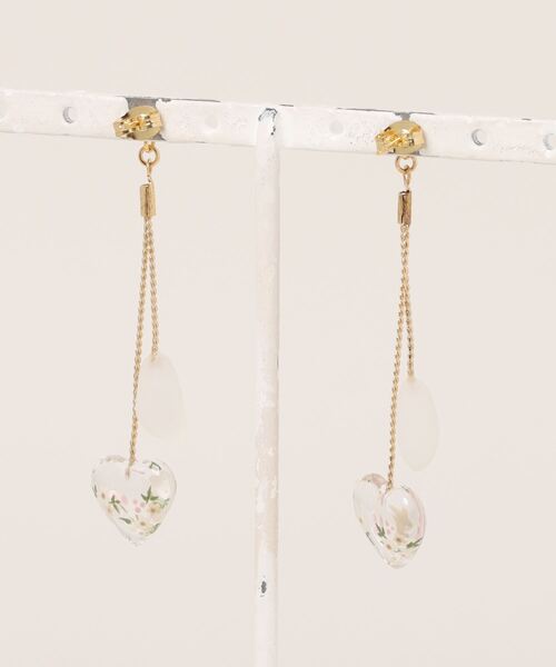 tone（トーン）の「【miuland】flower tiny heart(MA)（ピアス（両耳用）・レディース・ホワイト/クリア/その他・FREE）」の8枚目の写真