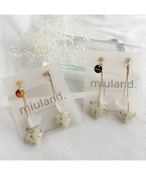 tone（トーン）の「【miuland】flower tiny heart(MA)（ピアス（両耳用）・レディース・ホワイト/クリア/その他・FREE）」の5枚目の写真