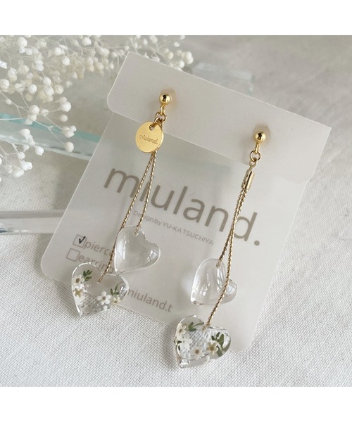 tone（トーン）の「【miuland】flower tiny heart(MA)（ピアス（両耳用）・レディース・ホワイト/クリア/その他・FREE）」の6枚目の写真