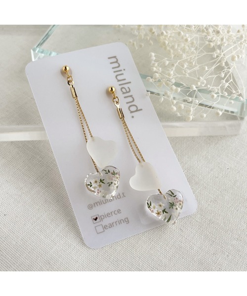 tone（トーン）の「【miuland】flower tiny heart(MA)（ピアス（両耳用）・レディース・ホワイト/クリア/その他・FREE）」の7枚目の写真