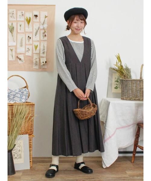 Samansa Mos2（サマンサ モスモス）の「スラブ天竺ベーシックインナー（Tシャツ/カットソー・レディース・オフホワイト/ブラック・F）」の6枚目の写真