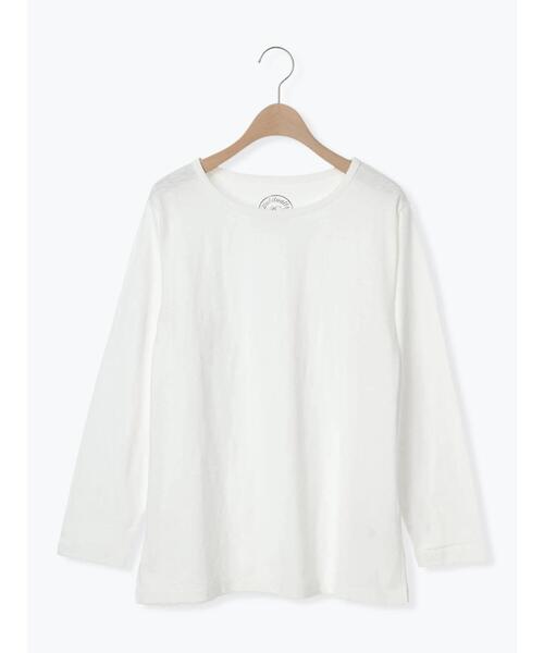 Samansa Mos2（サマンサ モスモス）の「スラブ天竺ベーシックインナー（Tシャツ/カットソー・レディース・オフホワイト/ブラック・F）」の7枚目の写真