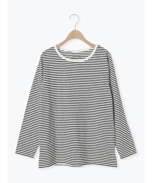 Samansa Mos2（サマンサ モスモス）の「スラブ天竺ベーシックインナー（Tシャツ/カットソー・レディース・オフホワイト/ブラック・F）」の8枚目の写真