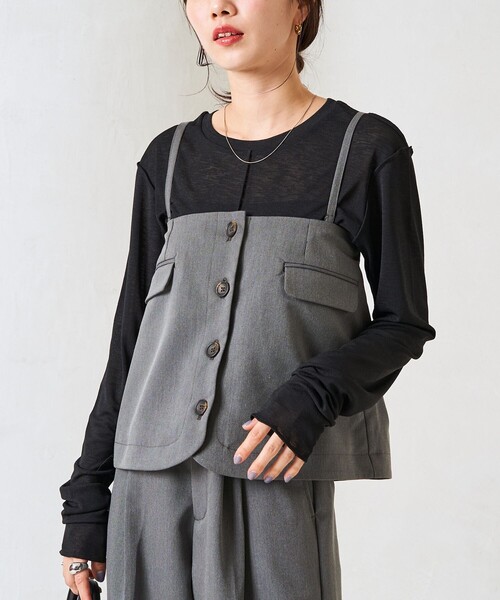 FREAK'S STORE（フリークスストア）の「限定展開　マルチウェイ ビスチェ 付き セットアップ（ビスチェ・パンツ）（セットアップ・レディース・グレー/ベージュ/ブラック・MEDIUM/SMALL）」の7枚目の写真