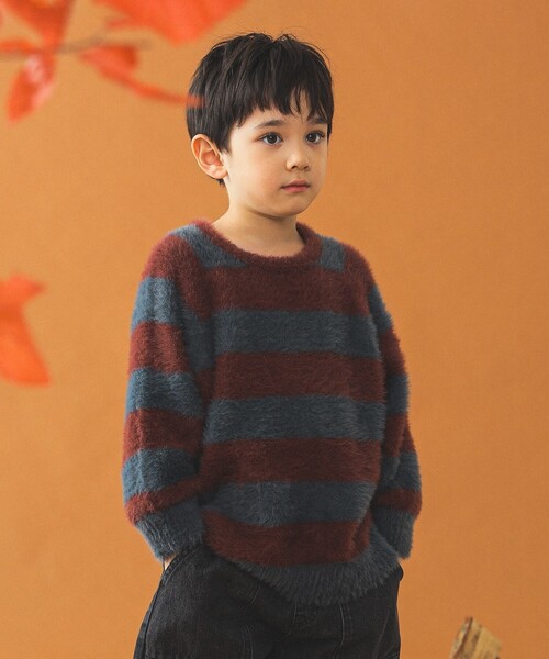 B:MING by BEAMS(ビーミングバイビームス)の「シャギー ボーダー ニット プルオーバー 2024FW(90~140cm)(ニット/セーター・キッズ・グレー/ピンク・S(90-100)/M(110-120)/L(130-140))」の19枚目の写真