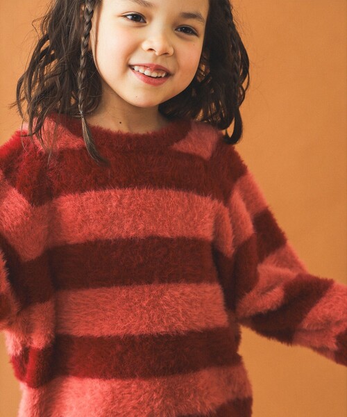 B:MING by BEAMS(ビーミングバイビームス)の「シャギー ボーダー ニット プルオーバー 2024FW(90~140cm)(ニット/セーター・キッズ・グレー/ピンク・S(90-100)/M(110-120)/L(130-140))」の20枚目の写真