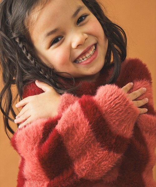 B:MING by BEAMS(ビーミングバイビームス)の「シャギー ボーダー ニット プルオーバー 2024FW(90~140cm)(ニット/セーター・キッズ・グレー/ピンク・S(90-100)/M(110-120)/L(130-140))」の17枚目の写真