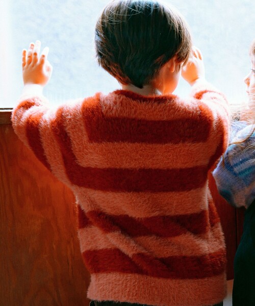 B:MING by BEAMS(ビーミングバイビームス)の「シャギー ボーダー ニット プルオーバー 2024FW(90~140cm)(ニット/セーター・キッズ・グレー/ピンク・S(90-100)/M(110-120)/L(130-140))」の18枚目の写真