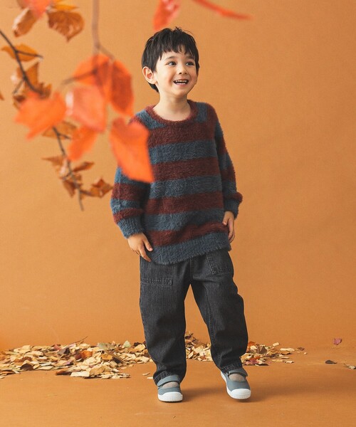 B:MING by BEAMS(ビーミングバイビームス)の「シャギー ボーダー ニット プルオーバー 2024FW(90~140cm)(ニット/セーター・キッズ・グレー/ピンク・S(90-100)/M(110-120)/L(130-140))」の7枚目の写真