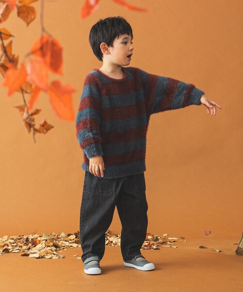 B:MING by BEAMS(ビーミングバイビームス)の「シャギー ボーダー ニット プルオーバー 2024FW(90~140cm)(ニット/セーター・キッズ・グレー/ピンク・S(90-100)/M(110-120)/L(130-140))」の8枚目の写真