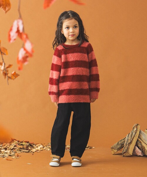 B:MING by BEAMS(ビーミングバイビームス)の「シャギー ボーダー ニット プルオーバー 2024FW(90~140cm)(ニット/セーター・キッズ・グレー/ピンク・S(90-100)/M(110-120)/L(130-140))」の9枚目の写真